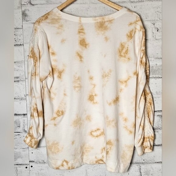Anthropologie Jane & Delancey Tie-Dye Crewneck Sweatshirt with Ruched Sleeves - Picture 2 of 11